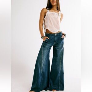 Free People We the Free Chase the Sun Extreme Wide Leg Jeans in Dreamer
